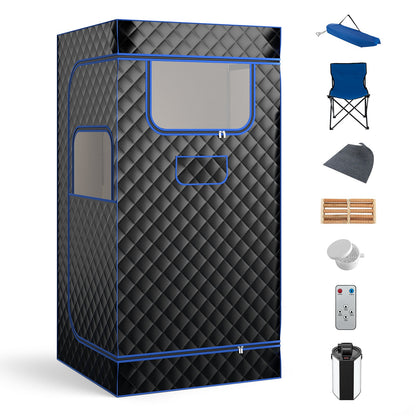 Portable Home Steam Sauna with 3L Steam Generator & Folding Chair-Black