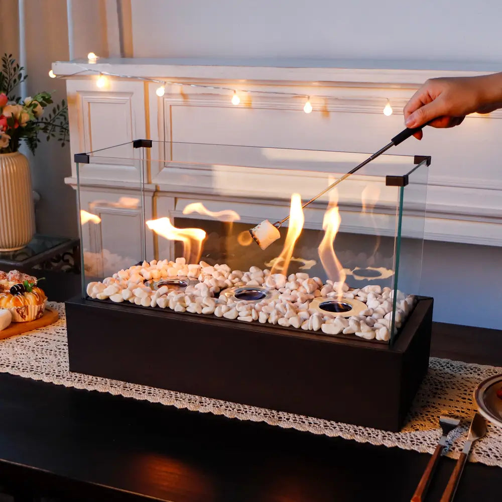 JHY DESIGN Tabletop Bio Ethanol Fire Pit - Rectangular Tabletop