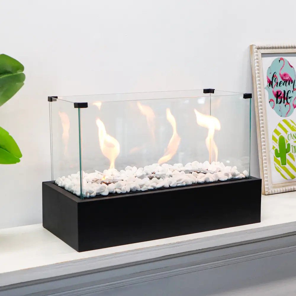 JHY DESIGN Tabletop Bio Ethanol Fire Pit - Rectangular Tabletop