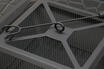 18-Inch Square Metal Fire Pit with Mesh Screen &amp; Poker