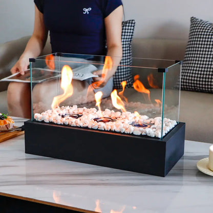 JHY DESIGN Tabletop Bio Ethanol Fire Pit - Rectangular Tabletop