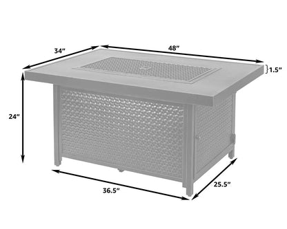 Weyland Rectangle Aluminum LPG Fire Pit – 55,000 BTU