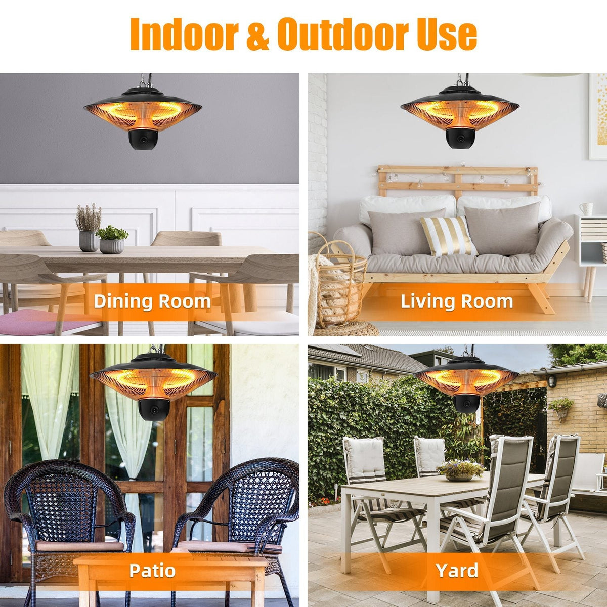 LJGdeals 1500W Electric Hanging Patio Heater