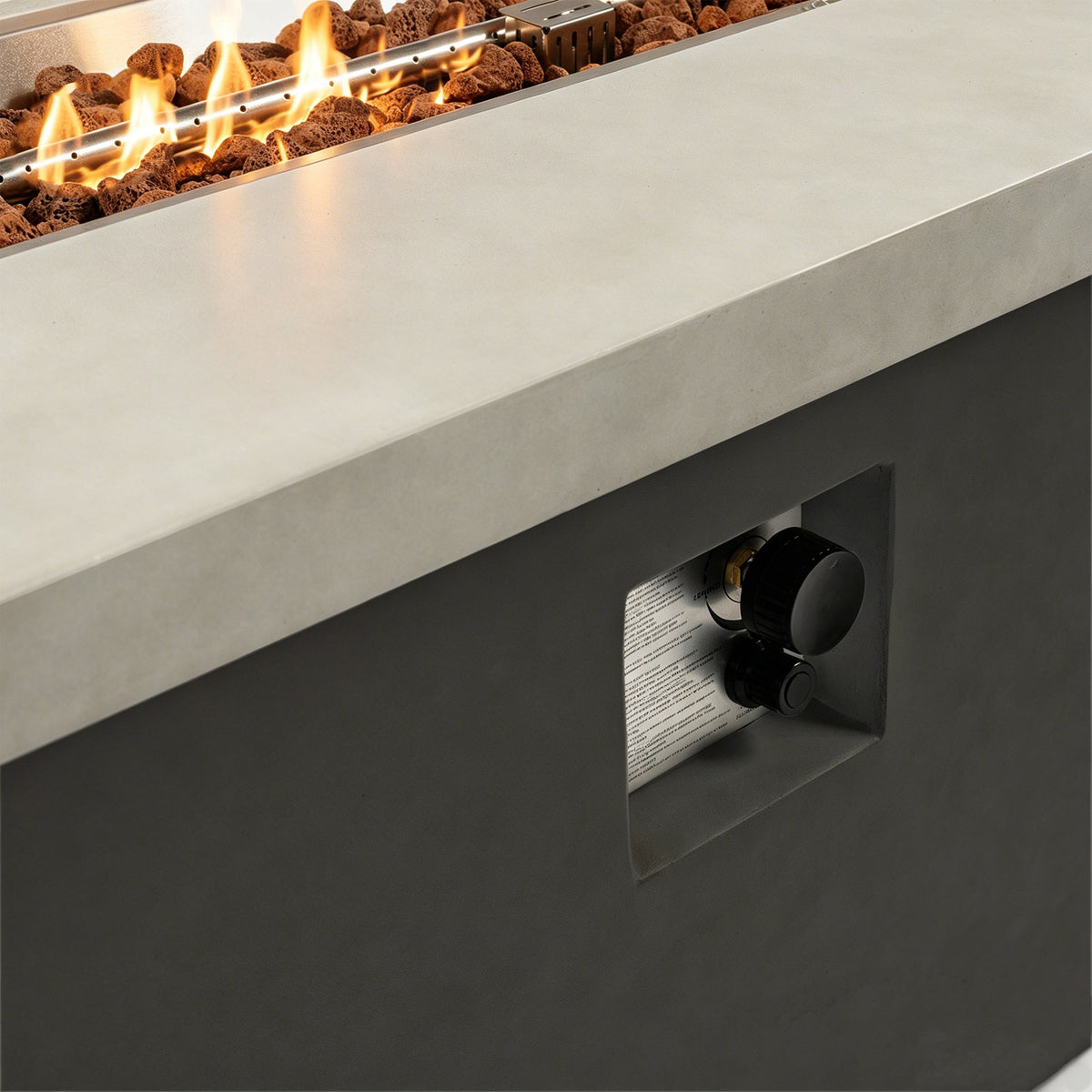 60 inch Dark Grey Rectangular Propane Fire Pit Table
