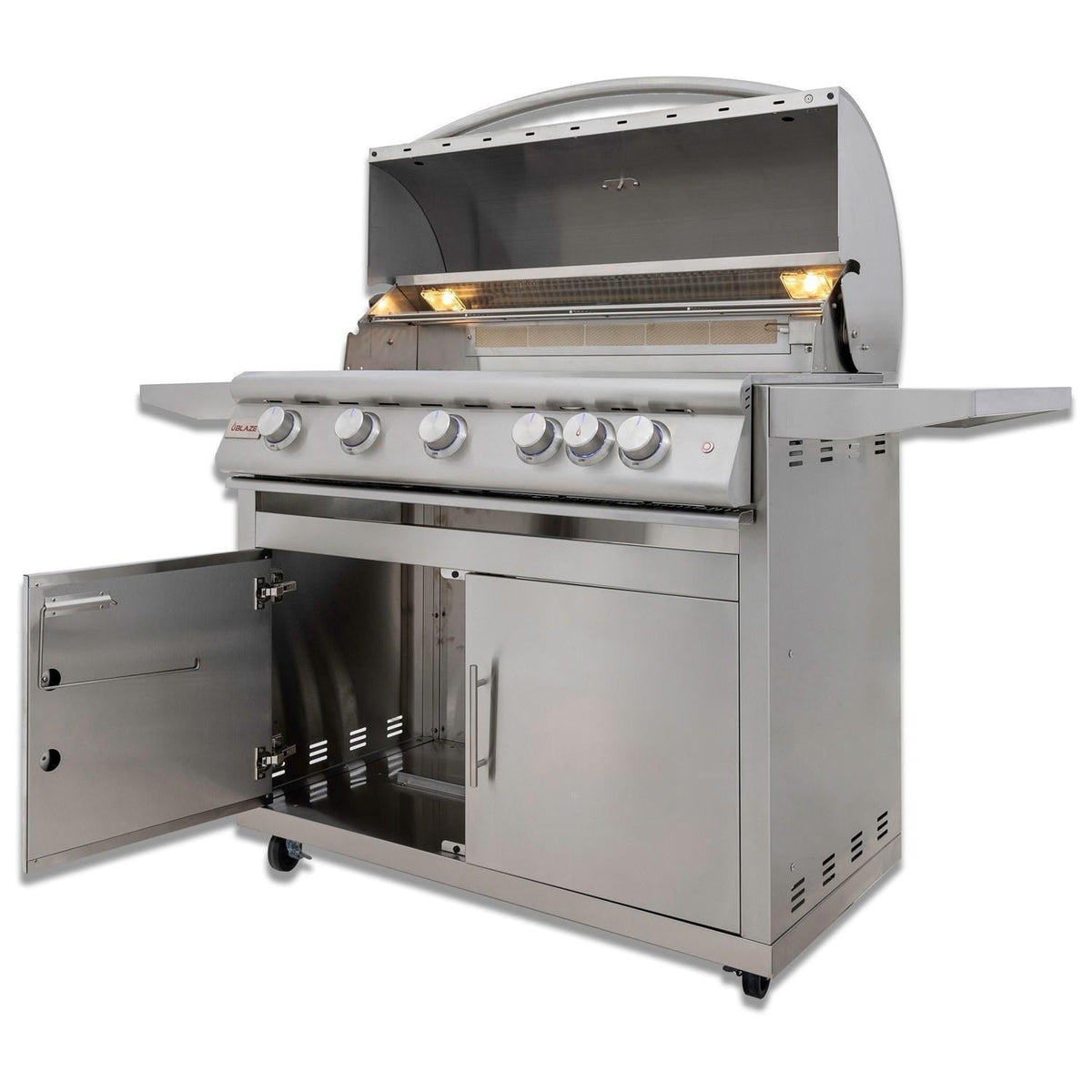 Blaze LTE+ 40-Inch 5-Burner Freestanding Gas Grill with Stainless Steel Cart, Lift-Assist Hood & Rear Infrared Burner