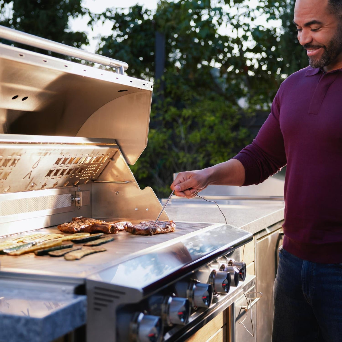 Blaze LTE PRO 40-Inch Freestanding Gas Grill with Stainless Steel Cart, Digital Temperature Screen & Rotisserie