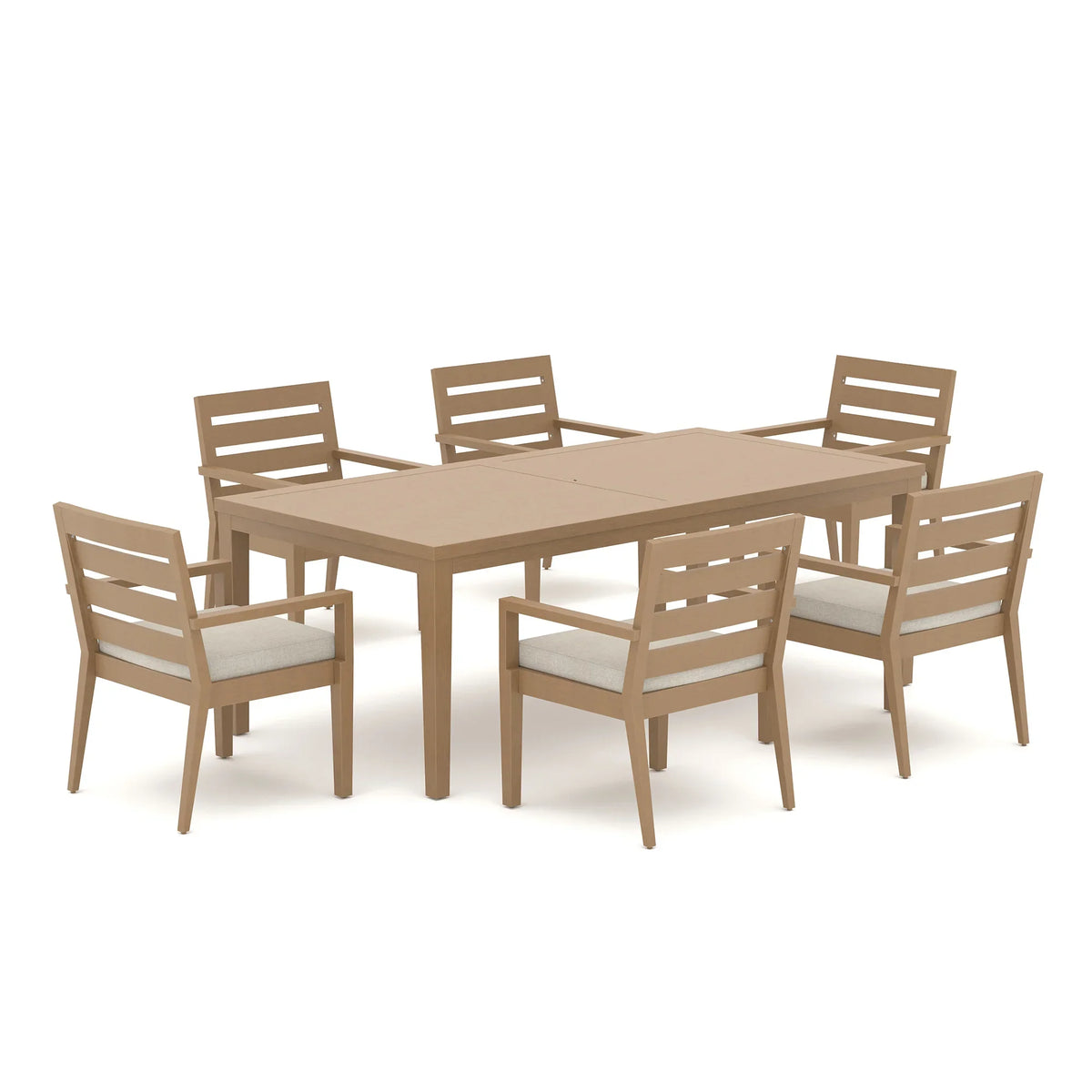 Alcudia Rectangular Patio Dining Table with 6 Classic Stationary Armchairs