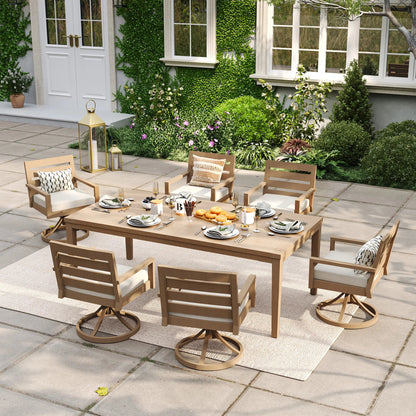 Alcudia 7-Piece Swivel Rocker Seating Outdoor Dining Set