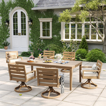 Alcudia 7-Piece Swivel Rocker Seating Outdoor Dining Set