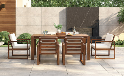 7-Piece Acacia Wood Outdoor Dining Set with Bench Seating &amp; Cushions