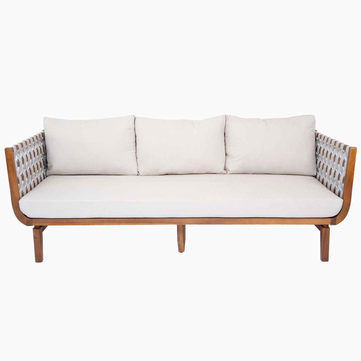 4-Piece Acacia Wood & Rope Outdoor Conversation Set with Coffee Table