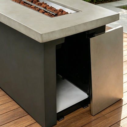 60 inch Dark Grey Rectangular Propane Fire Pit Table