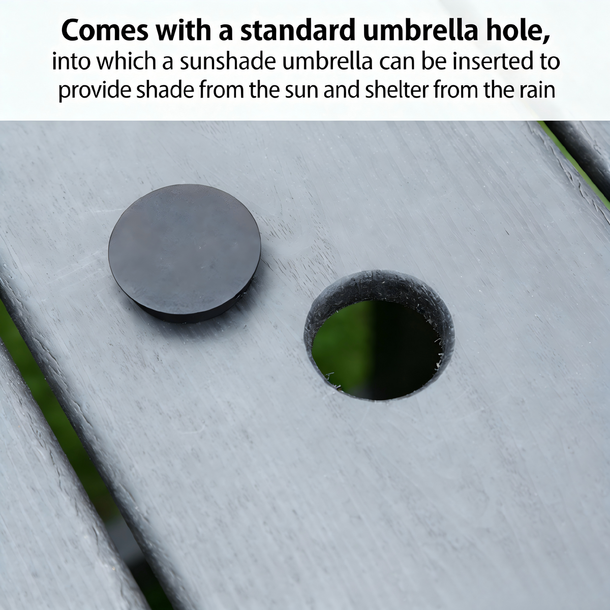 5-Piece Grey HDPE Outdoor Dining Set with Umbrella Hole – Seats 4