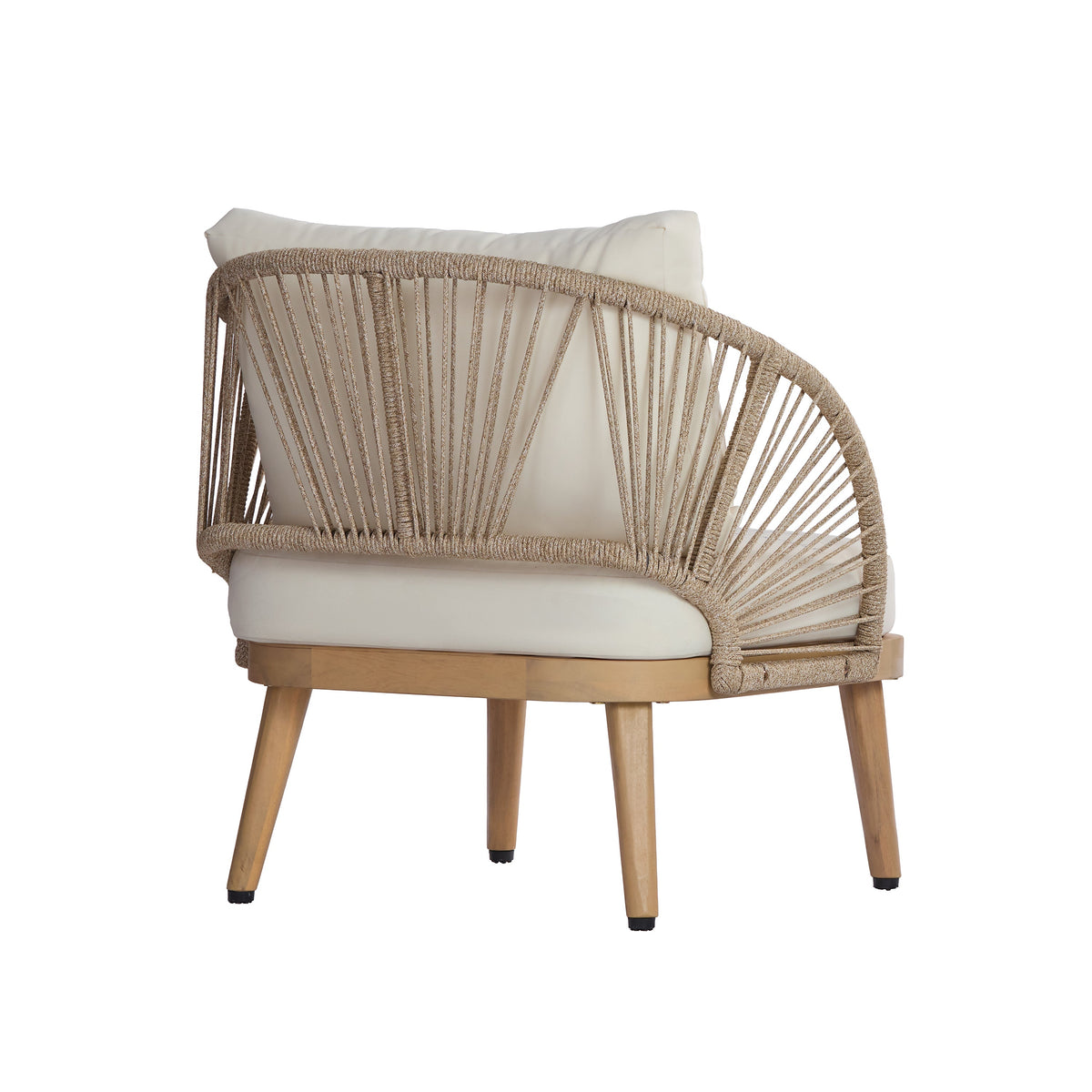 4-Piece Sculptured Seating Acacia Wood & Handwoven Rope Outdoor Conversation Set