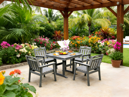 5-Piece HDPE Outdoor Patio Dining Set – Table & 4 Oversized Armchairs