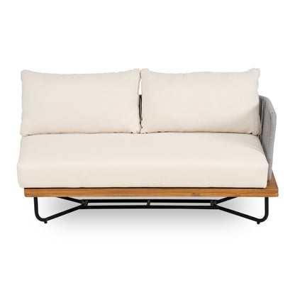 Lucca Acacia Wood & Woven Rope Outdoor Conversation Set - Seating 6