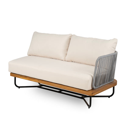 Lucca Acacia Wood & Woven Rope Outdoor Conversation Set - Seating 6