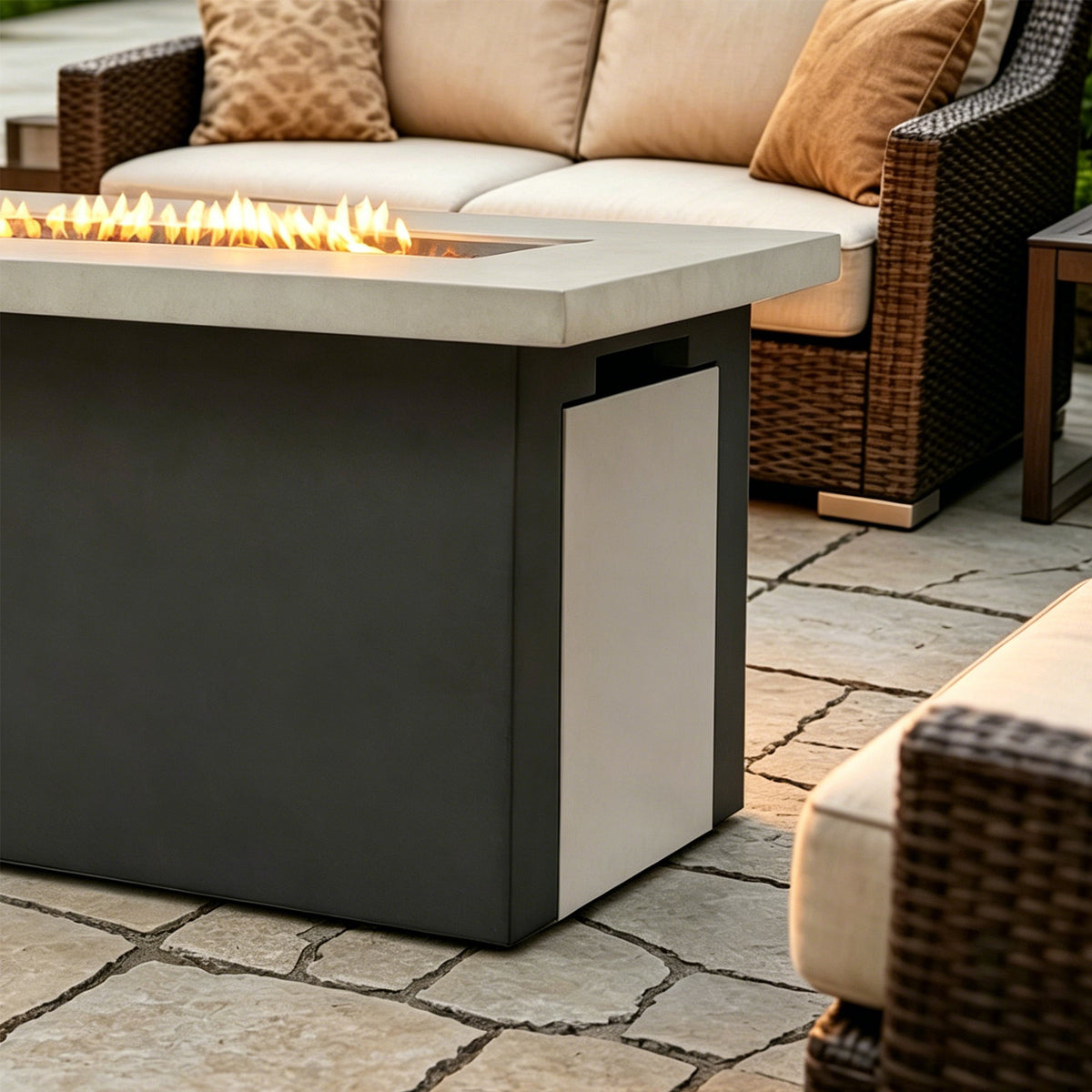 60 inch Dark Grey Rectangular Propane Fire Pit Table
