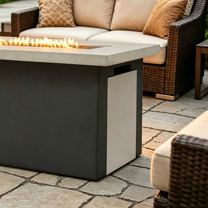 60 inch Dark Grey Rectangular Propane Fire Pit Table