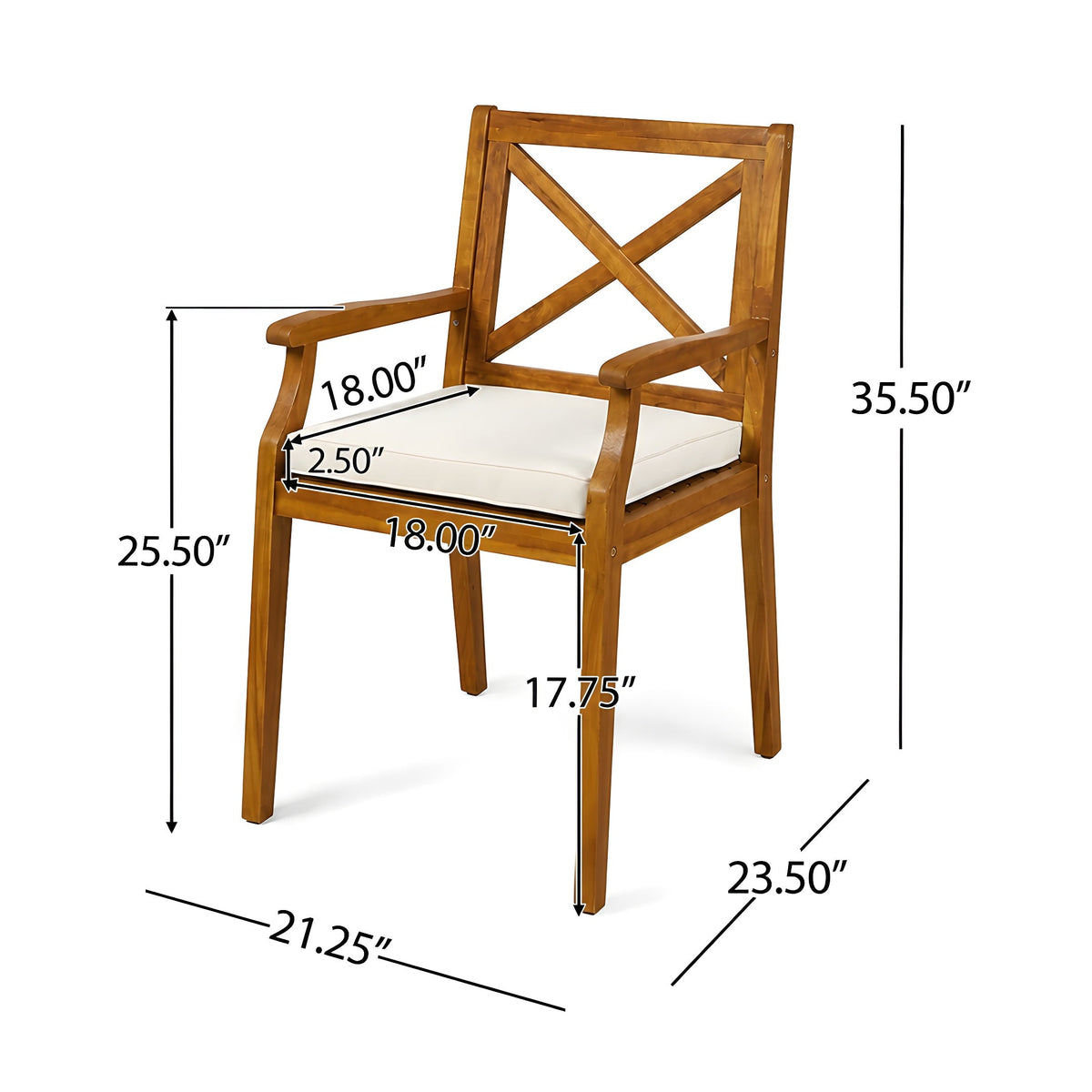 9-Piece Acacia Wood Outdoor Patio Dining Set with X-Back Armchairs - Seats 8