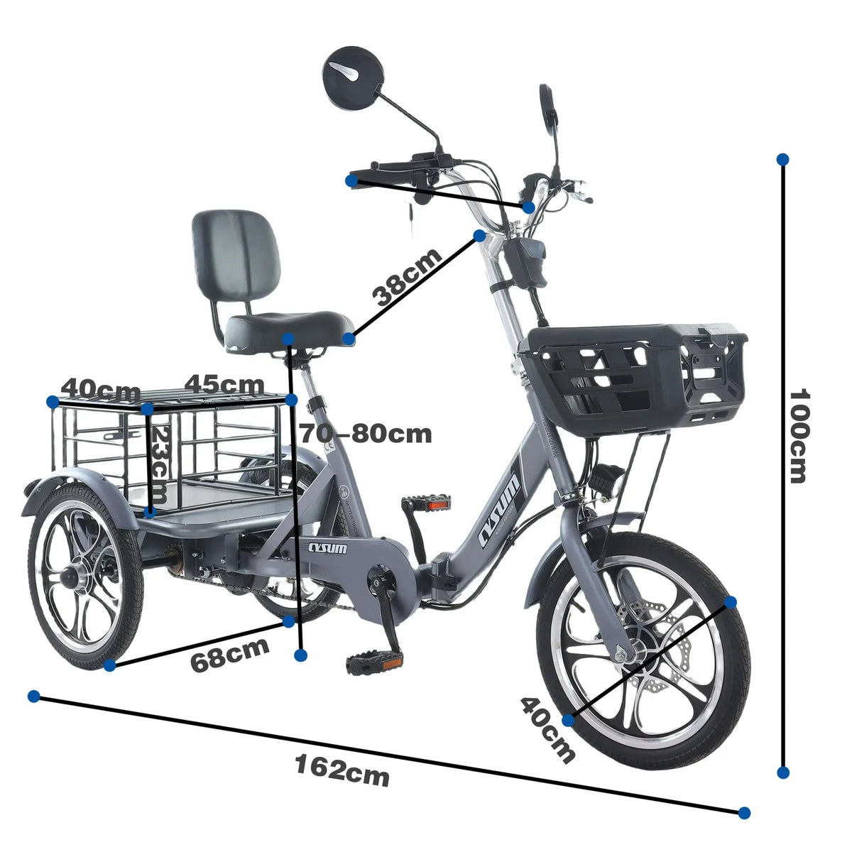 Snagva Foldable 400W Electric Cargo Tricycle