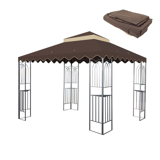 10' x 10' Outdoor Gazebo Replacement Canopy – Double-Tier Polyester