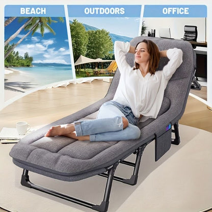 1-pack American style patio folding bed, outdoor patio furniture, comfortable ergonomic single recliner, patio chaise folding bed with mattress