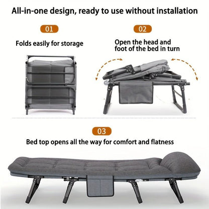 1-pack American style patio folding bed, outdoor patio furniture, comfortable ergonomic single recliner, patio chaise folding bed with mattress