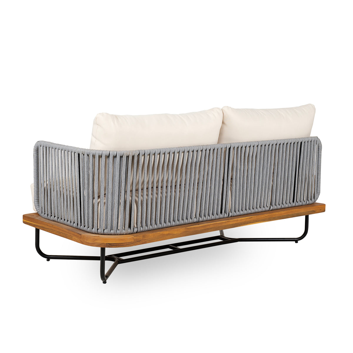 Lucca Acacia Wood & Woven Rope Outdoor Conversation Set - Seating 6