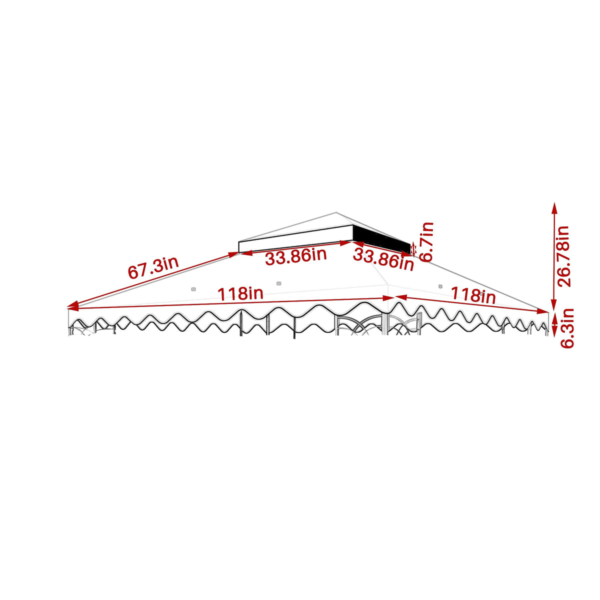 10' x 10' Outdoor Gazebo Replacement Canopy – Double-Tier Polyester