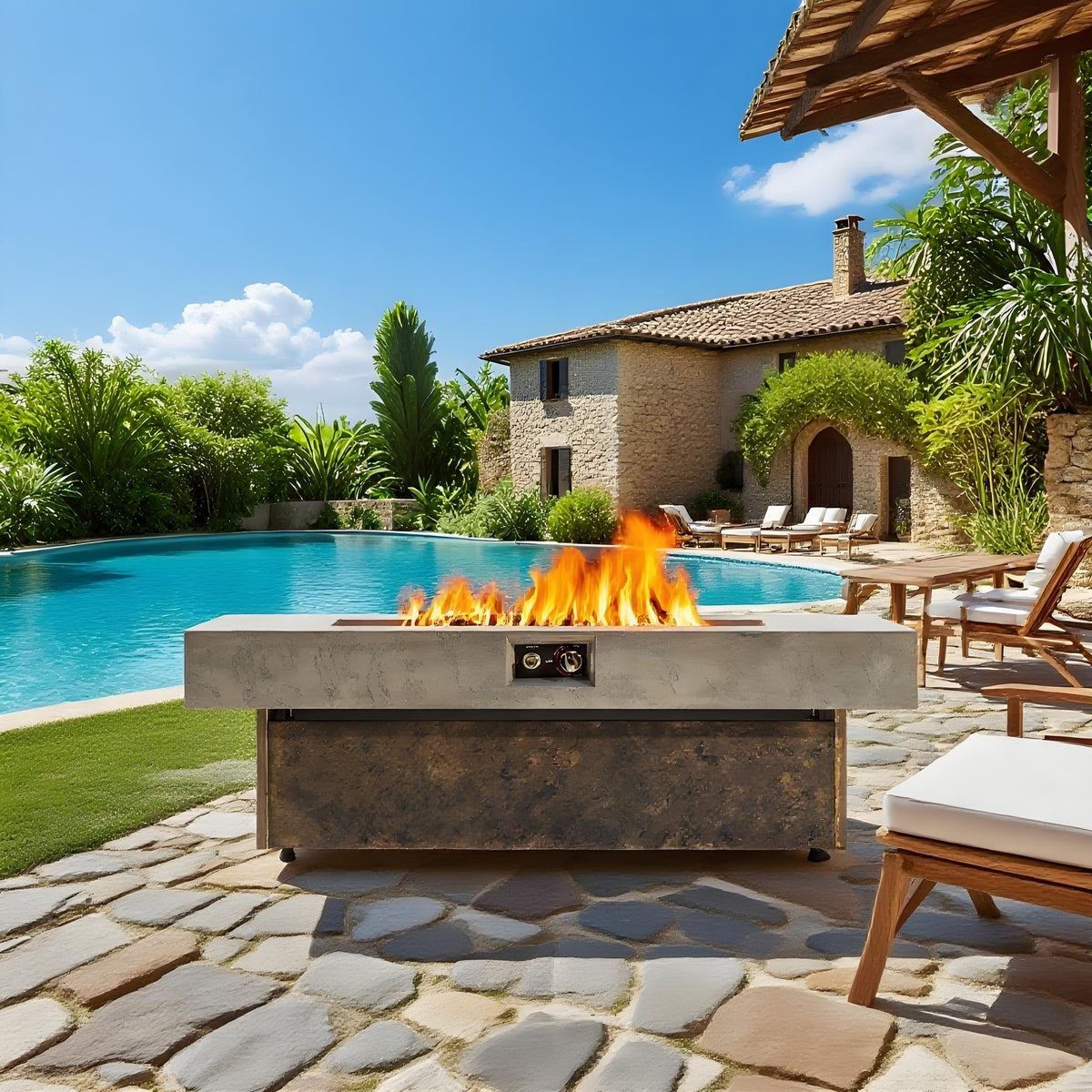 Adjustable-Height Tabletop Propane Fire Pits - 50,000 BTU