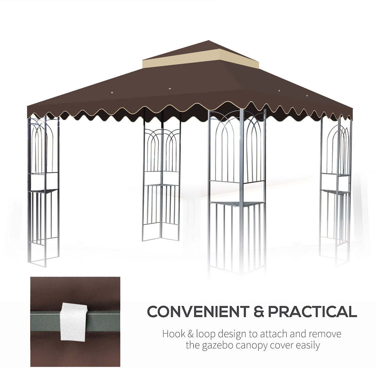 10' x 10' Outdoor Gazebo Replacement Canopy – Double-Tier Polyester