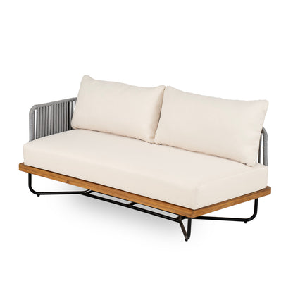Lucca Acacia Wood & Woven Rope Outdoor Conversation Set - Seating 6