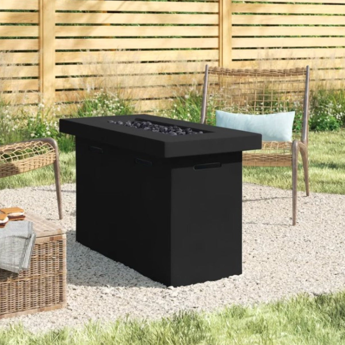 Outdoor Fiber-Reinforced Concrete Propane Fire Pit Table
