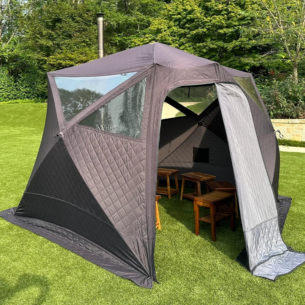 6-Person Portable Outdoor Wood-Burning Sauna Package