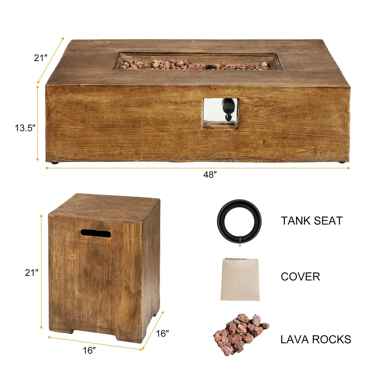 DirectDeals 2-Piece Outdoor Propane Fire Pit Table Set