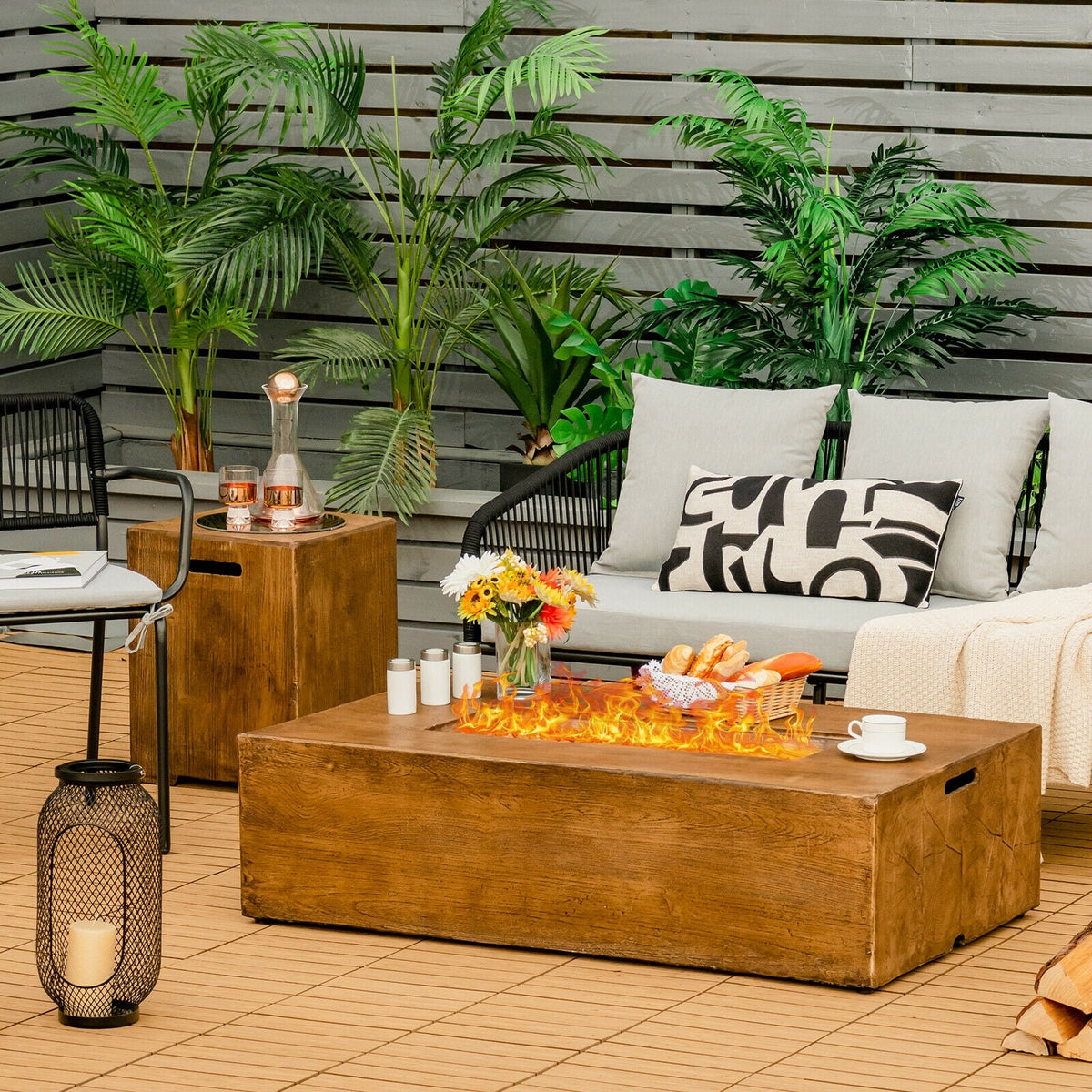 DirectDeals 2-Piece Outdoor Propane Fire Pit Table Set