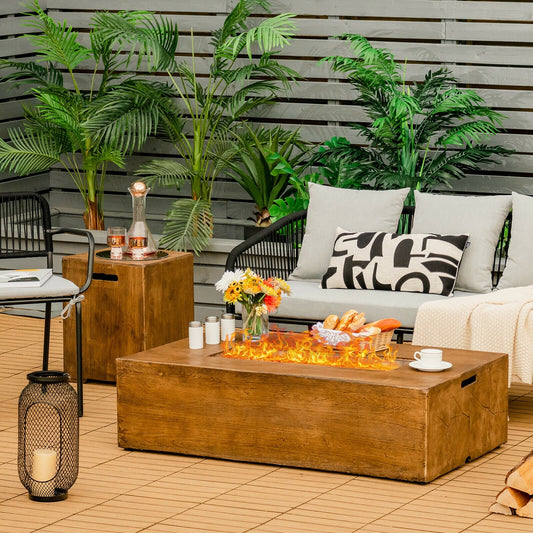 DirectDeals 2-Piece Outdoor Propane Fire Pit Table Set