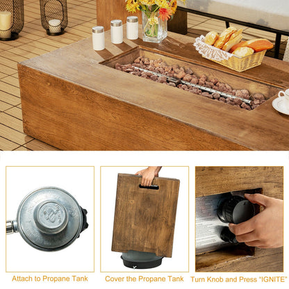 DirectDeals 2-Piece Outdoor Propane Fire Pit Table Set