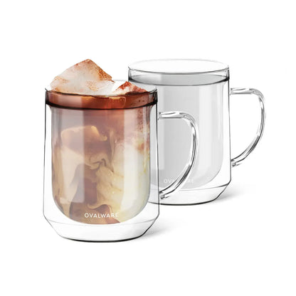 17 oz Double-Wall Borosilicate Glass Mugs – Set of 2