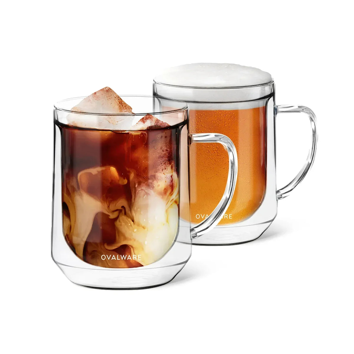 17 oz Double-Wall Borosilicate Glass Mugs – Set of 2