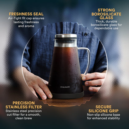 Cold Brew Coffee Maker with Reusable Stainless Steel Filter