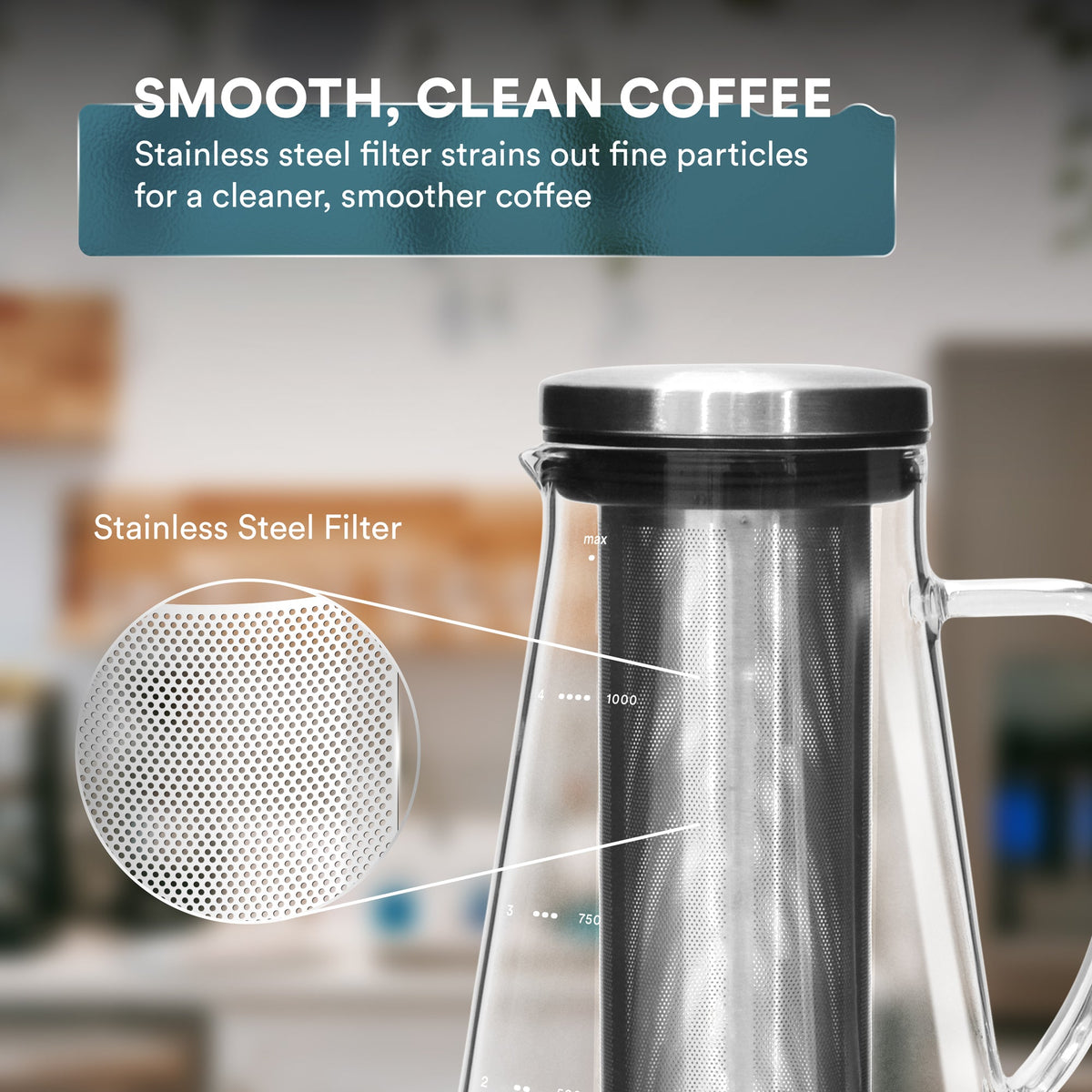 Cold Brew Coffee Maker with Reusable Stainless Steel Filter
