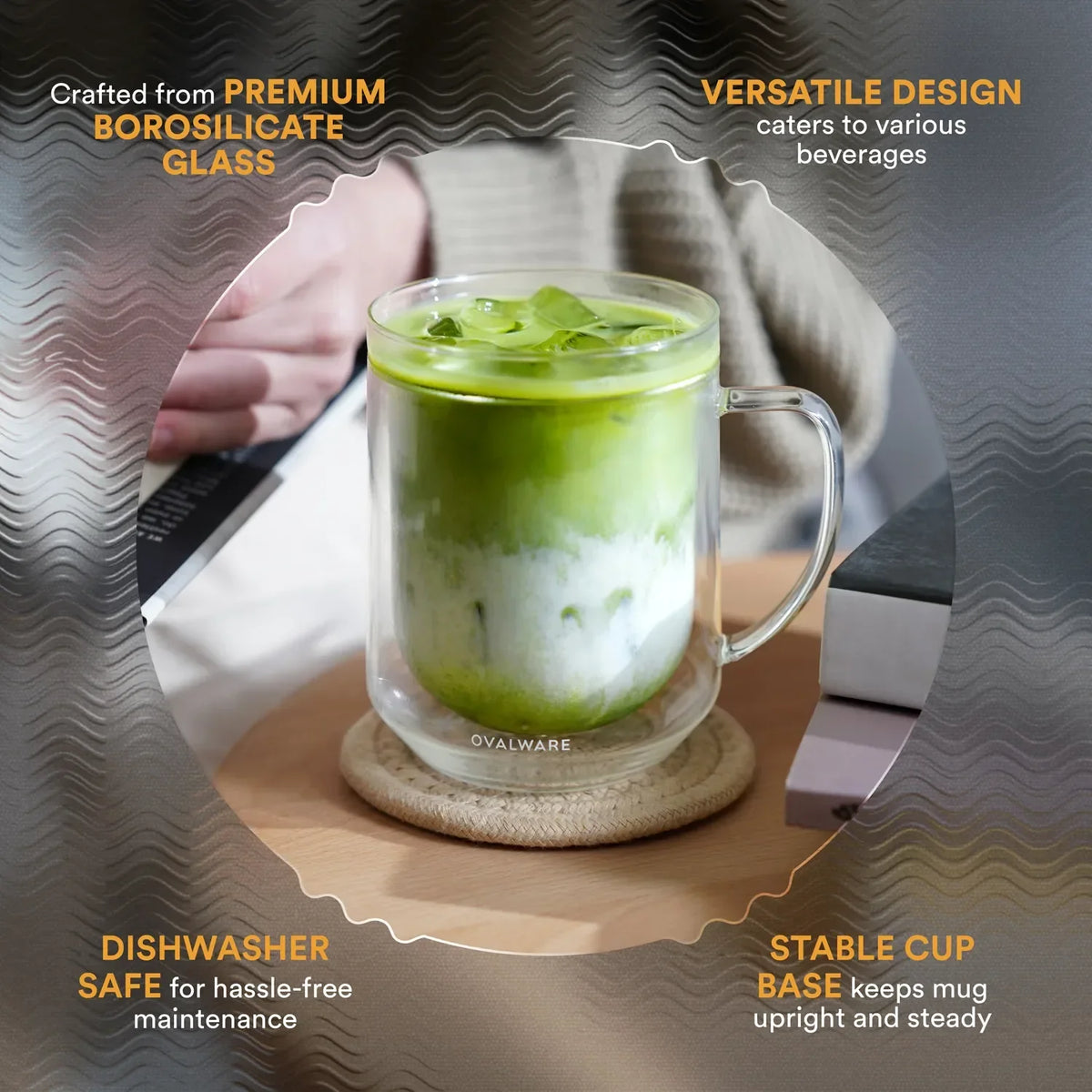 17 oz Double-Wall Borosilicate Glass Mugs – Set of 2