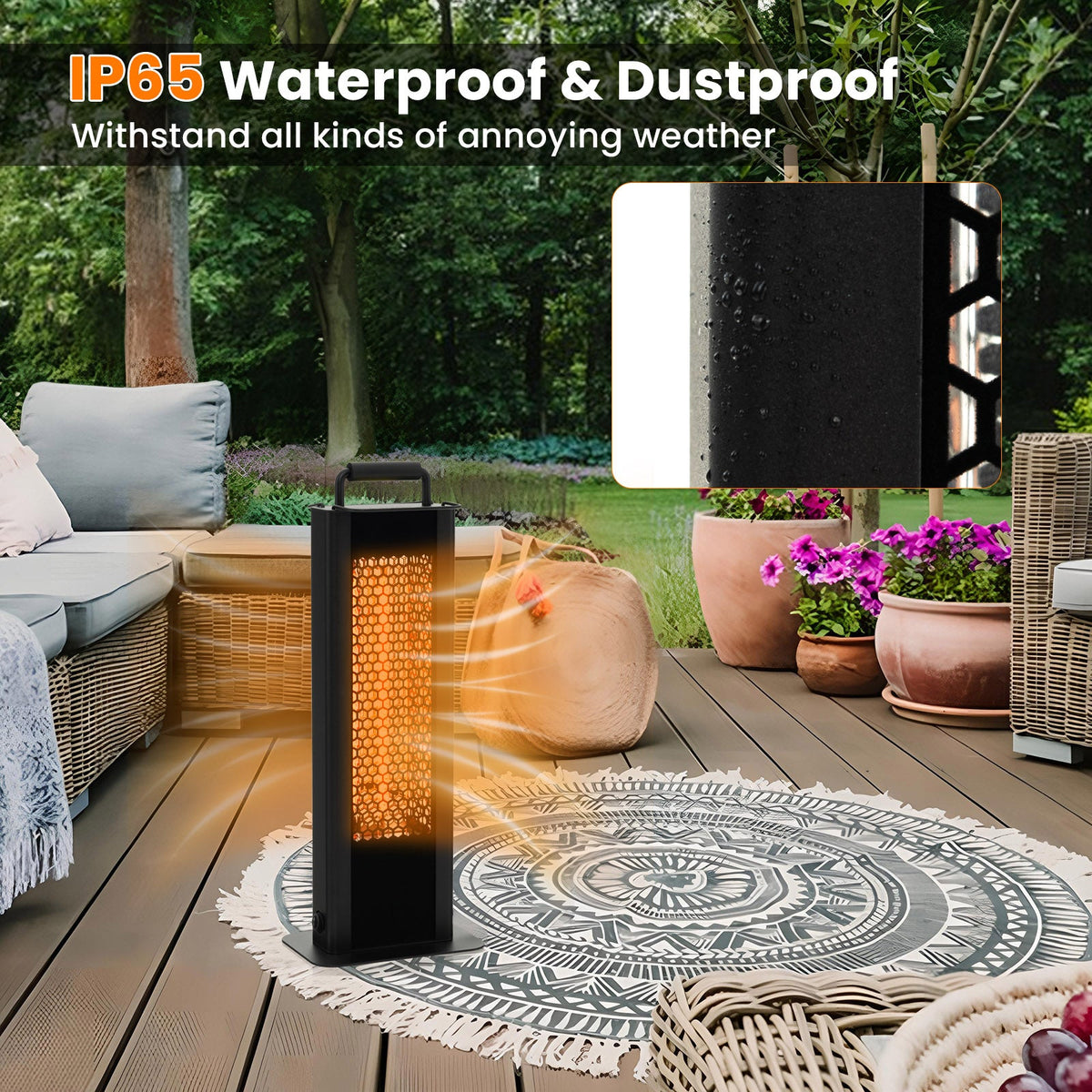IP65 Waterproof Aluminum Heater with Double-Sided Heating and Overheat Protection-Black
