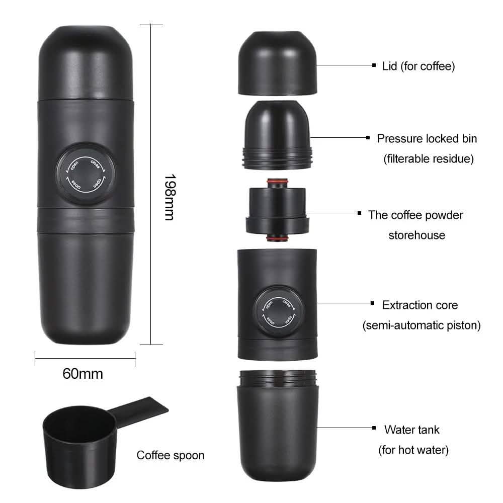Manually Operated Portable Espresso Coffee Maker – 8 Bar