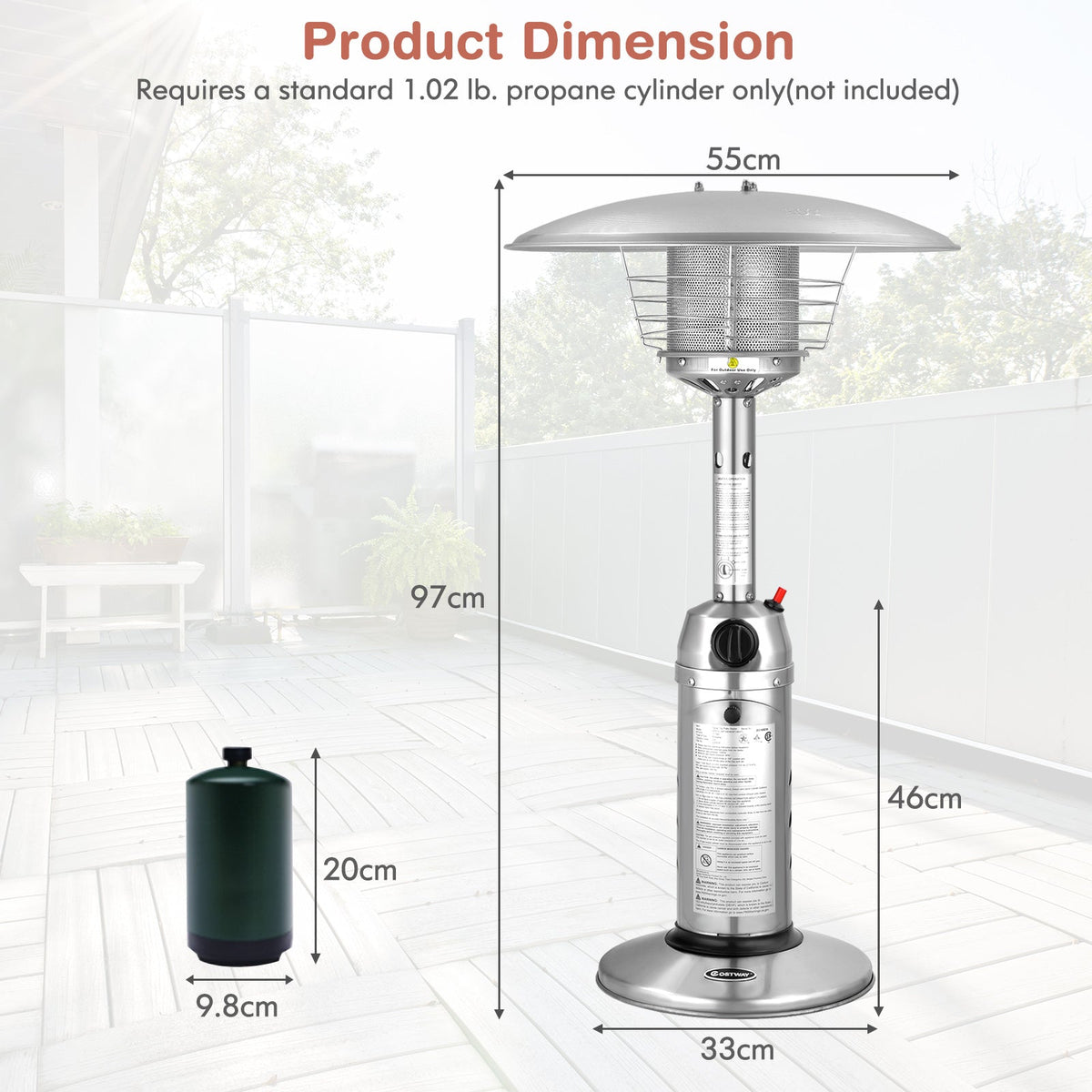 DirectDeals 11,000 BTU Portable Tabletop Propane Patio Heater