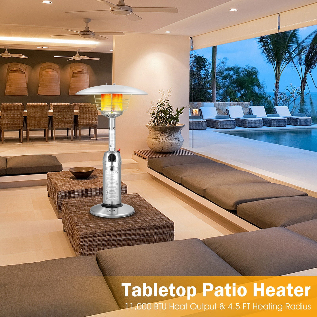 DirectDeals 11,000 BTU Portable Tabletop Propane Patio Heater