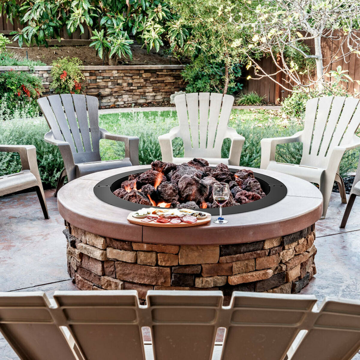 DirectDeals 36-Inch Heavy-Duty Steel Fire Pit Ring – DIY Outdoor Fire Ring