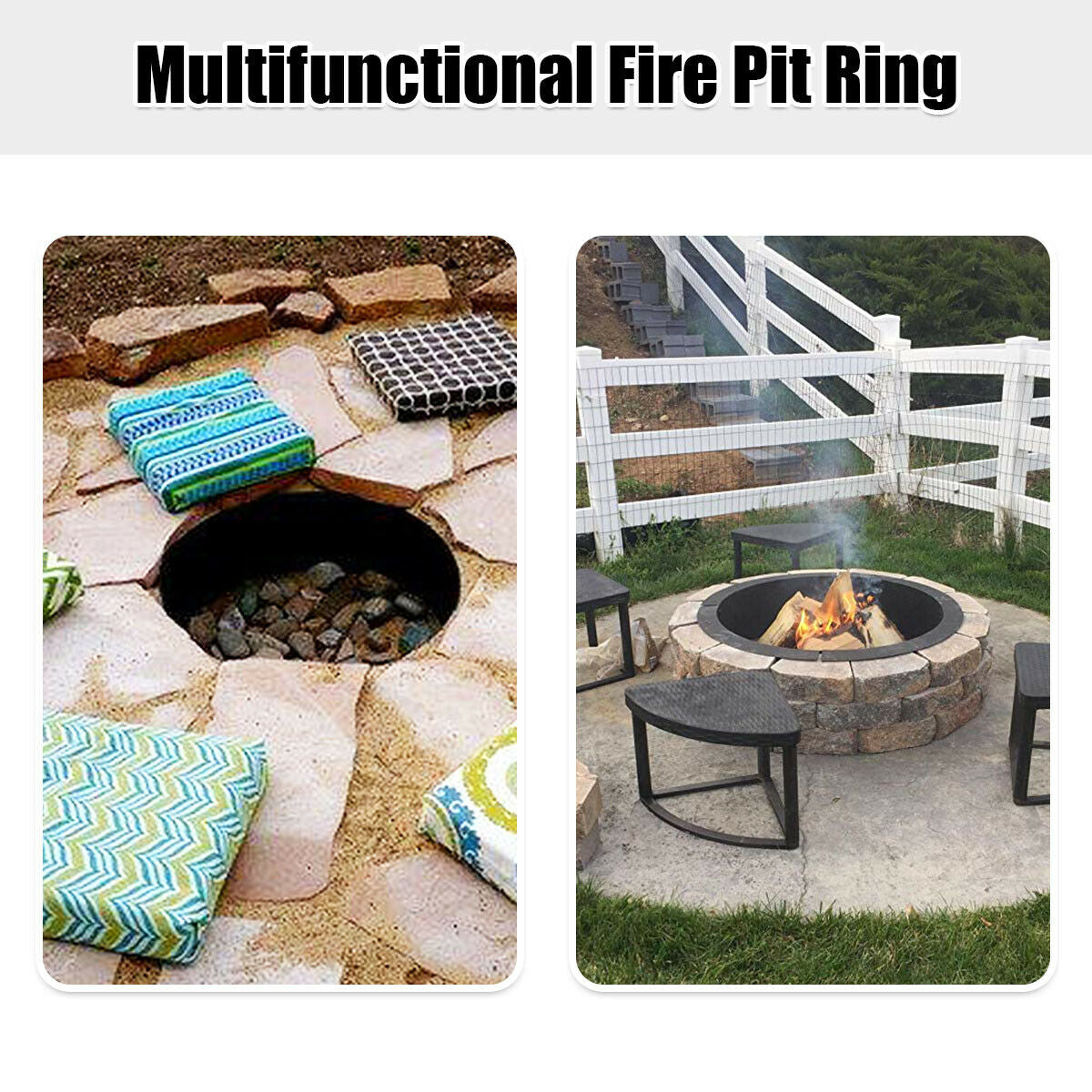 DirectDeals 36-Inch Heavy-Duty Steel Fire Pit Ring – DIY Outdoor Fire Ring